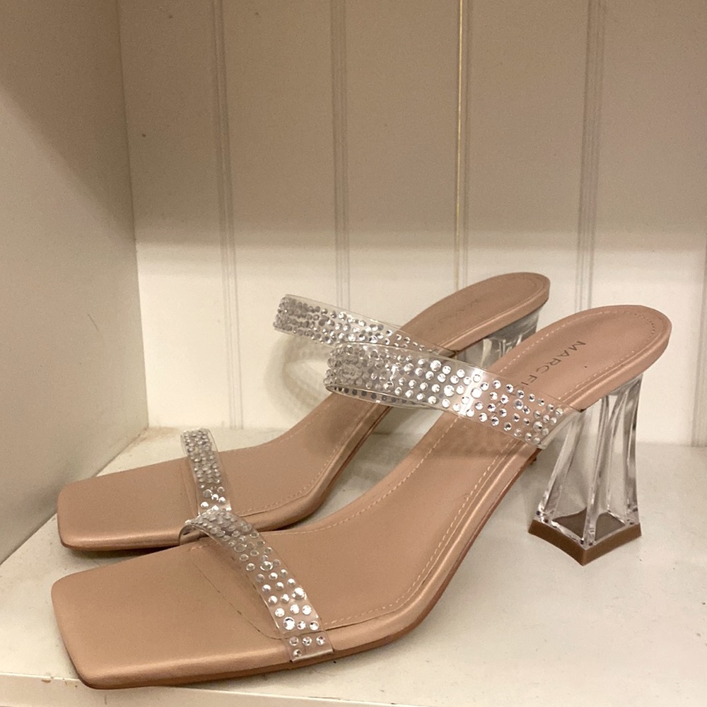 Size 8 Marc Fisher Clear Rhinestone Heels